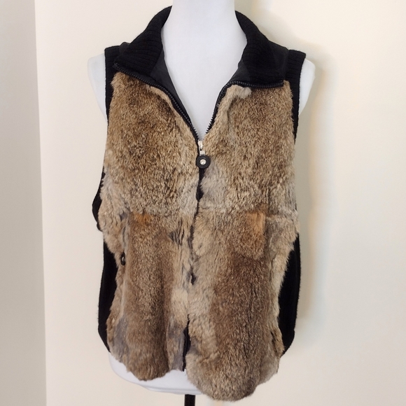 Jamie Sadock genuine rabbit ribbed knit sweater vest, size Large. - Picture 1 of 12